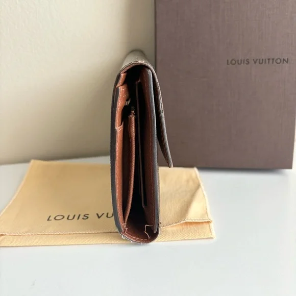 Louis Vuitton Monogram Trifold Wallet Brown Leather Snap Authentic - Picture 2 of 16